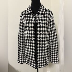 Bianca G. Black and White Checkered wool blend Cardigan  Size Medium